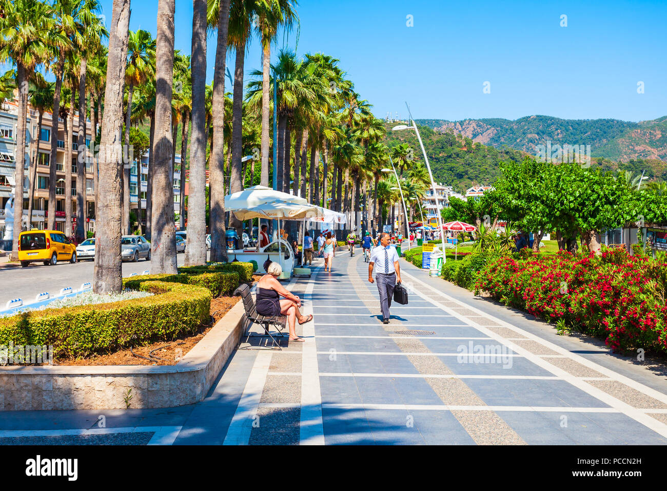 MARMARIS, TURKEY - MAY 14, 2018: Seafront promenade in Marmaris city in ...