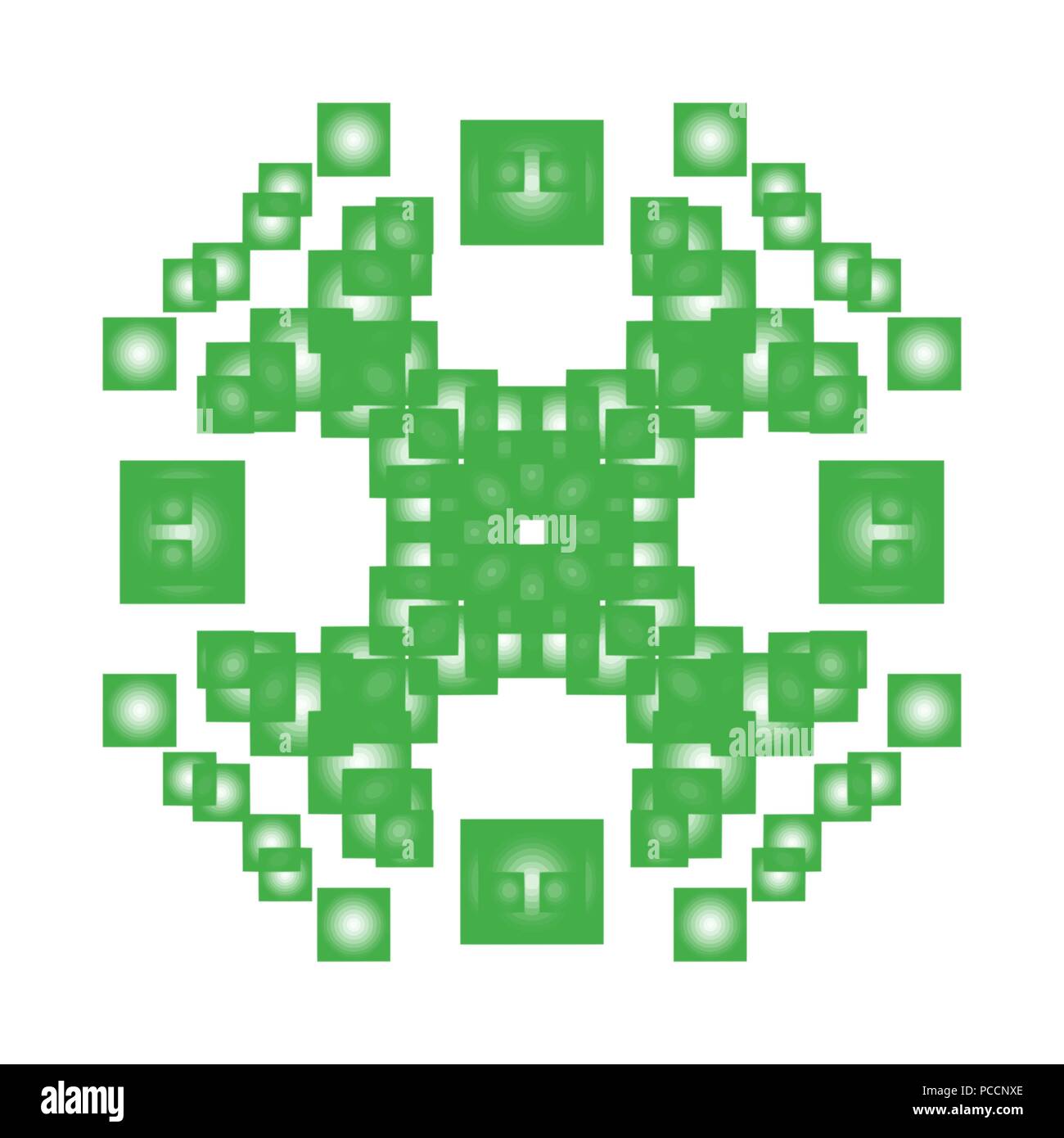 green squared elements mandala clover pattern, vector illustration Stock Vector