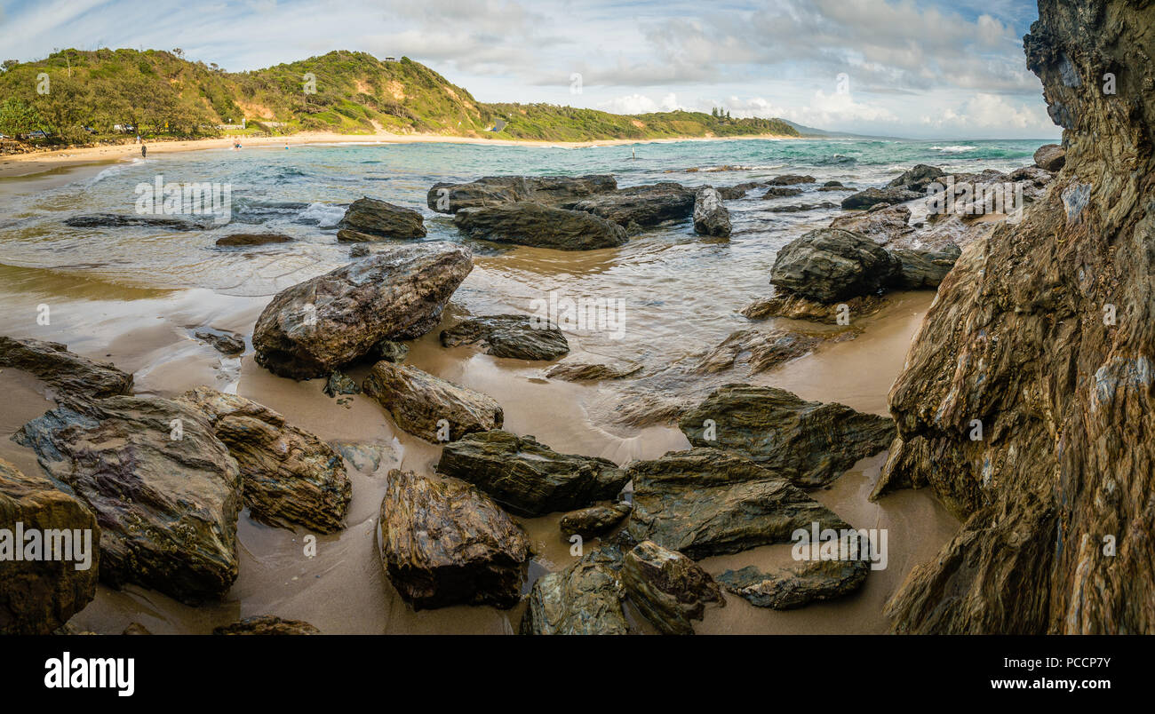 Big rocks in the ocean in Shelly beach in Nambucca Heads in Australia