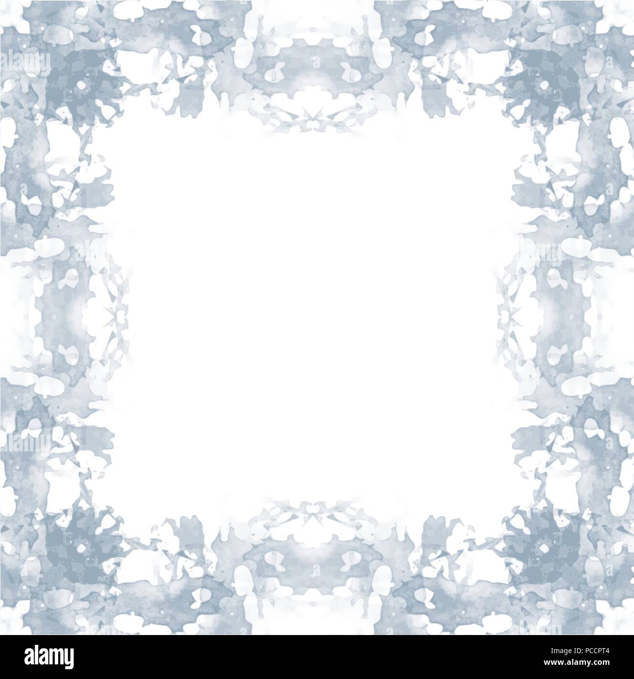 blue floral watercolor frame border pattern, vector illustration Stock ...