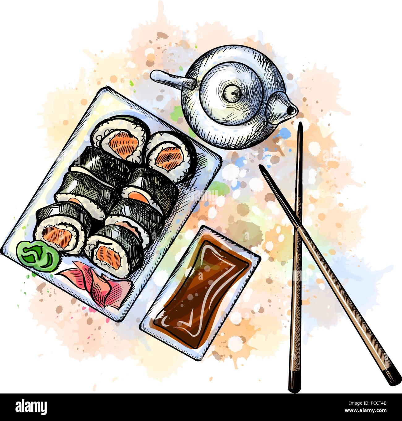 Japanese food menu vegetarian set Stock Vector Image & Art Alamy