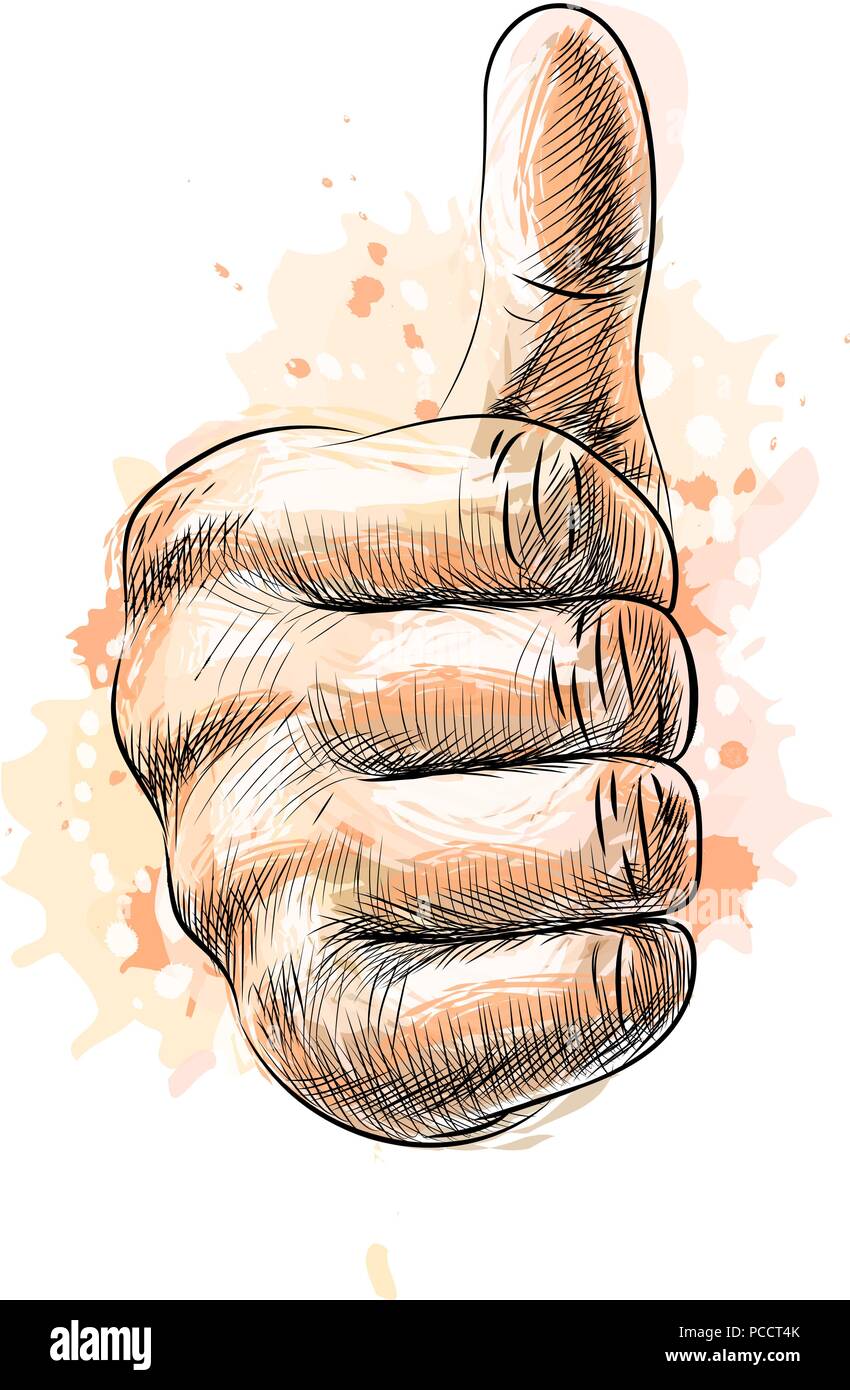 Hand showing symbol Like. Making thumb up gesture Stock Vector Image ...