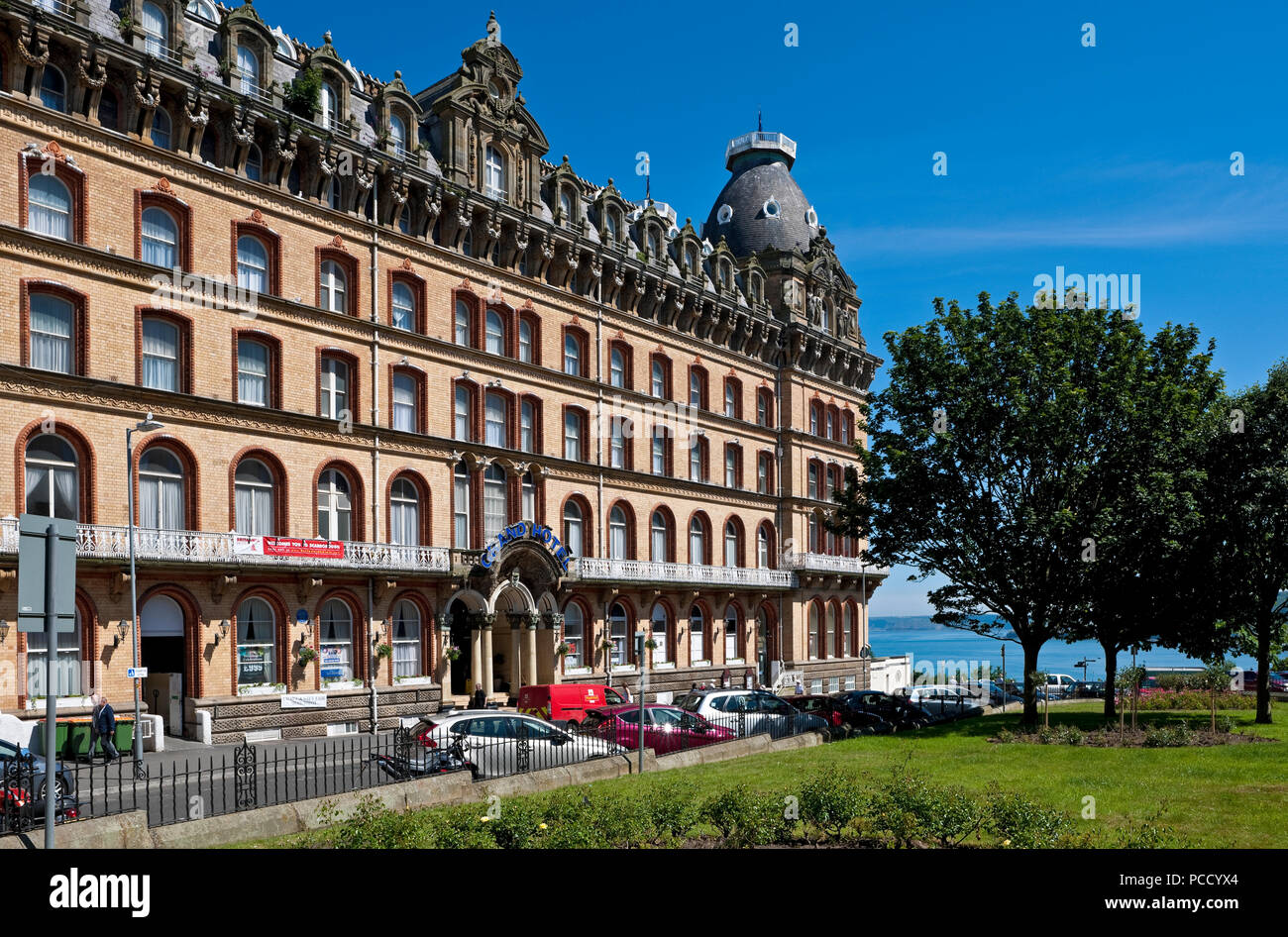 The Grand Hotel exterior in summer Scarborough North Yorkshire England UK United Kingdom GB Great Britain Stock Photo