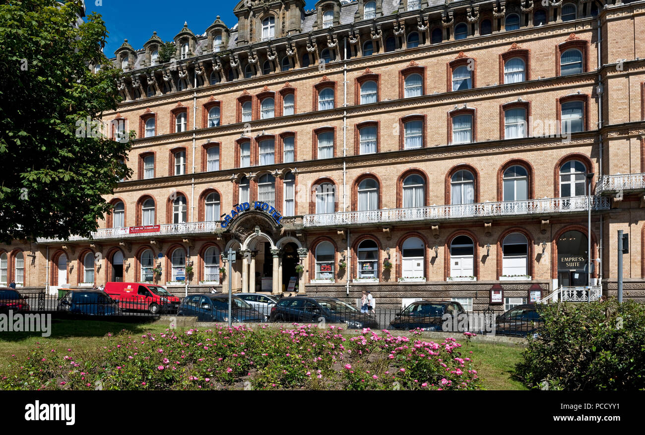 The Grand Hotel exterior in summer Scarborough North Yorkshire England UK United Kingdom GB Great Britain Stock Photo