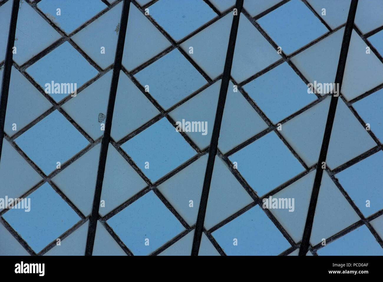 Old Blue tile ceramic, mosaic, seamless texture background. Stock Photo