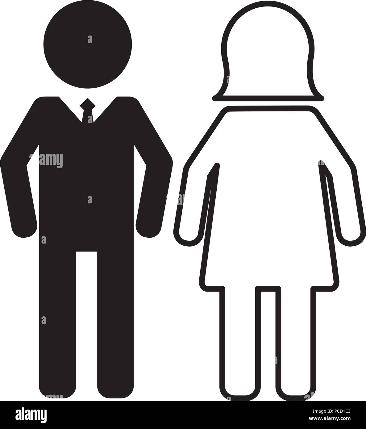 people pictogram man and woman vector illustration monochrome Stock ...