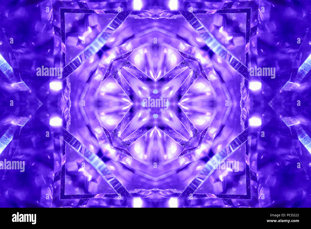 Abstract bright blue image with kaleidoscope pattern Stock Photo