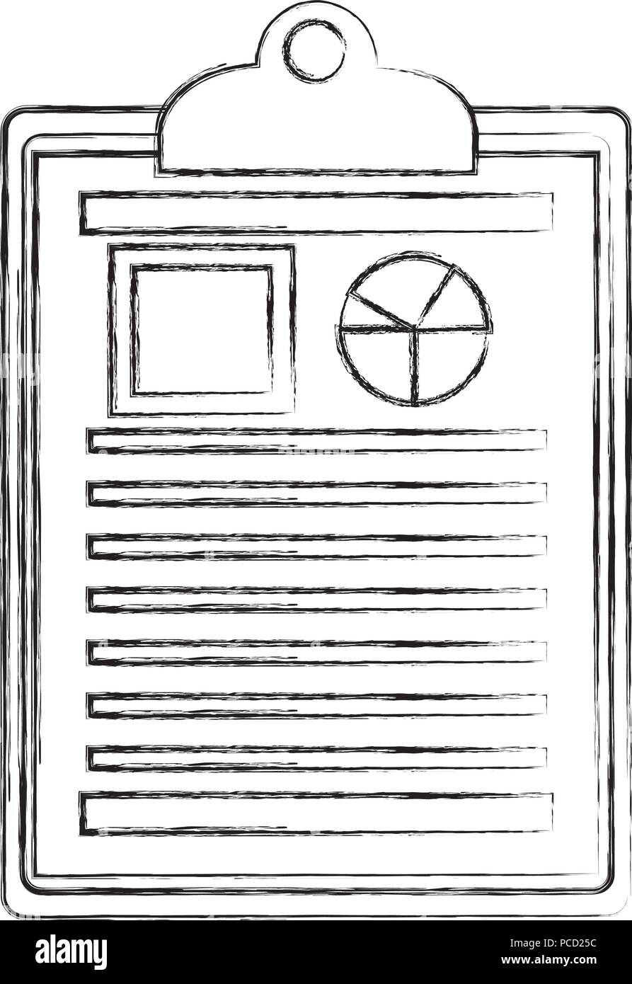 checklist with document file and statistics pie graphic vector illustration design Stock Vector