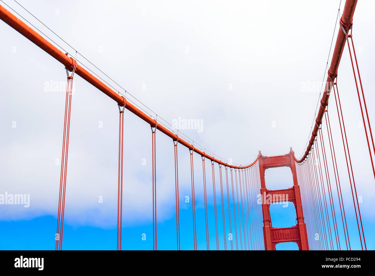 Golden Gate Bridge on a beautiful sunny day with blue sky and clouds in ...