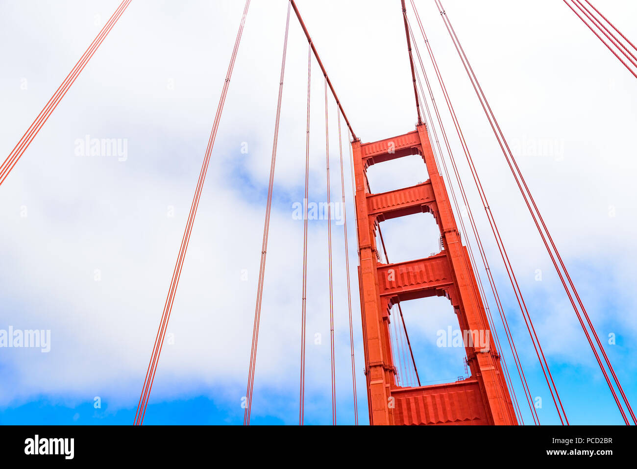 Golden Gate Bridge on a beautiful sunny day with blue sky and clouds in ...