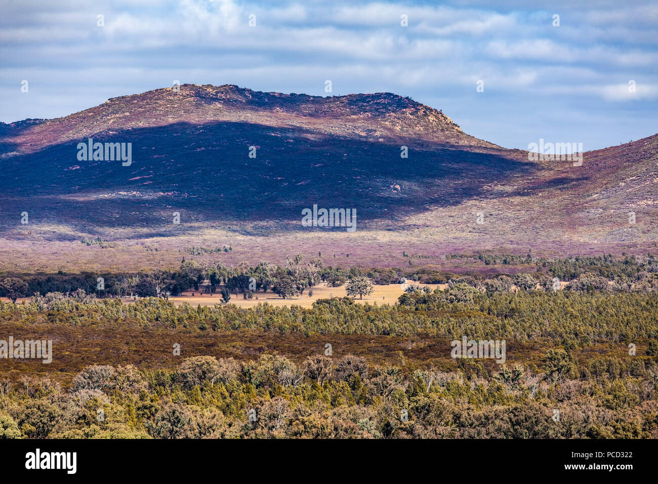 Cloud shadows on Flinders Ranges hills in South Australia Stock Photo