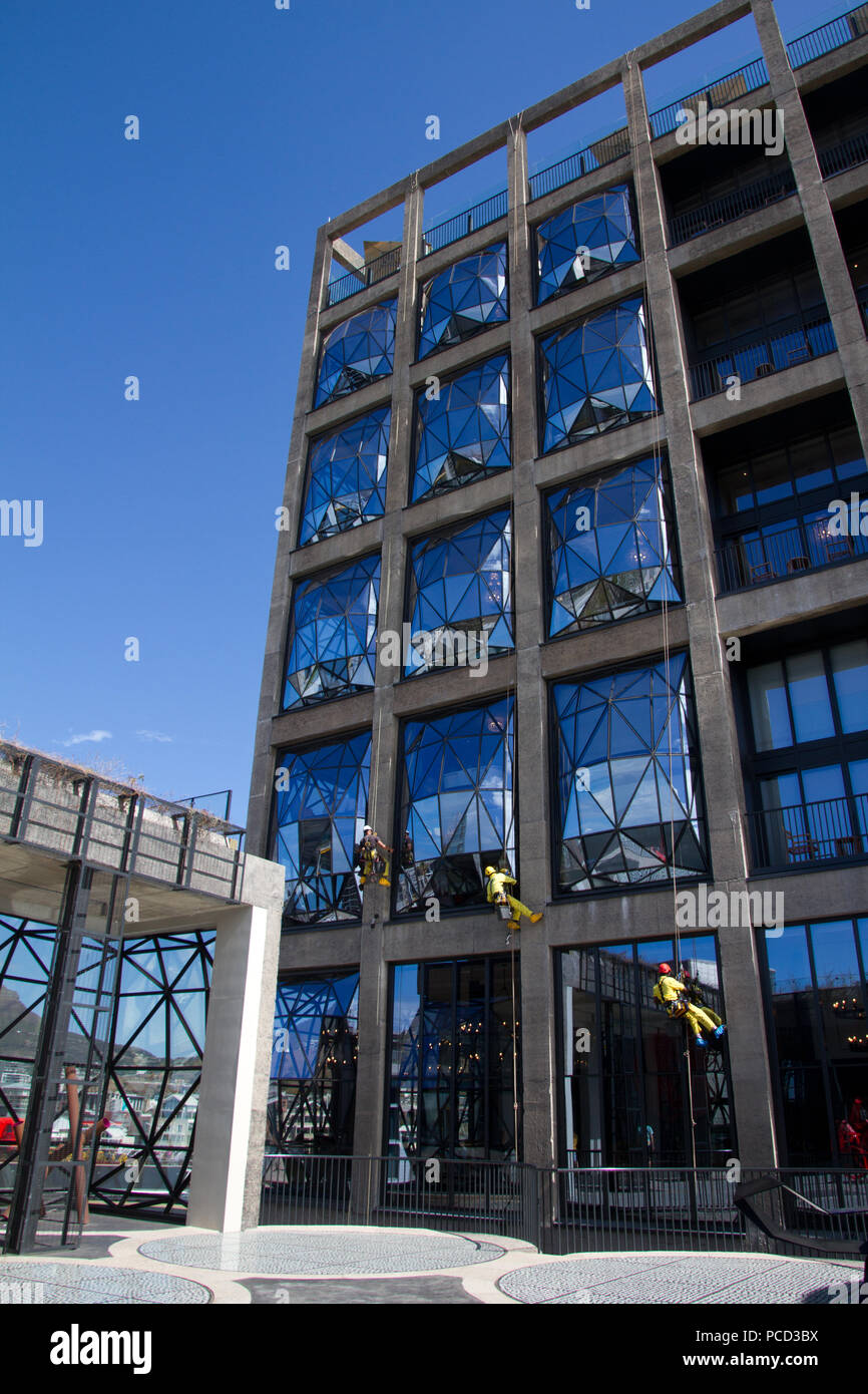 Window cleaning at the Silo Hotel, Cape Town, South Africa, Africa