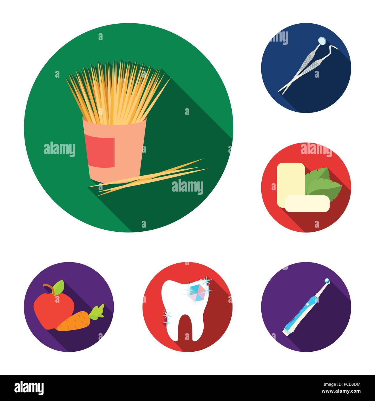 Dental care flat icons in set collection for design. Care of teeth ...