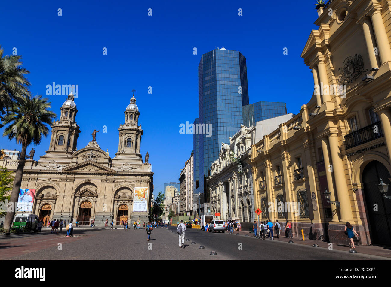 Metropolitan Cathedral and Museo Historico Nacional, Plaza de Armas, Santiago Centro, Santiago de Chile, Chile, South America Stock Photo
