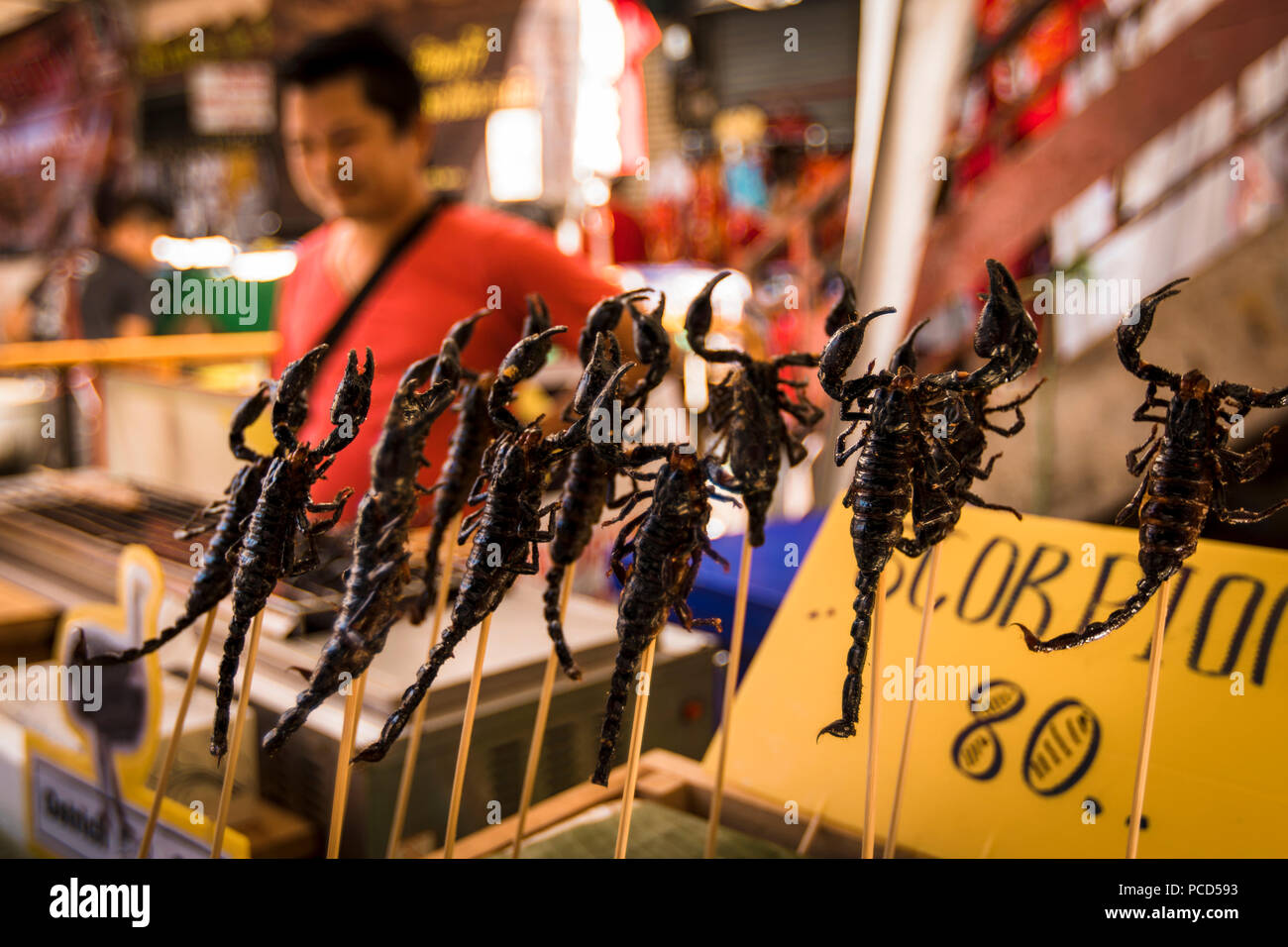 Scorpions for sale in Chinatown, Chiang Mai, Thailand, Southeast Asia, Asia Stock Photo