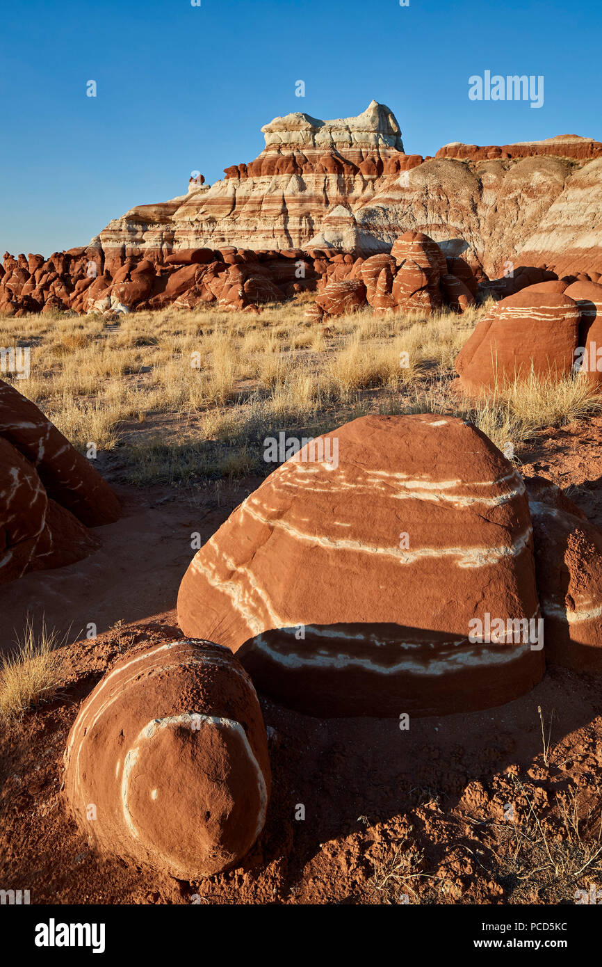 Striped red-rock boulders, Hopi Reservation, Arizona, United States of America, North America Stock Photo