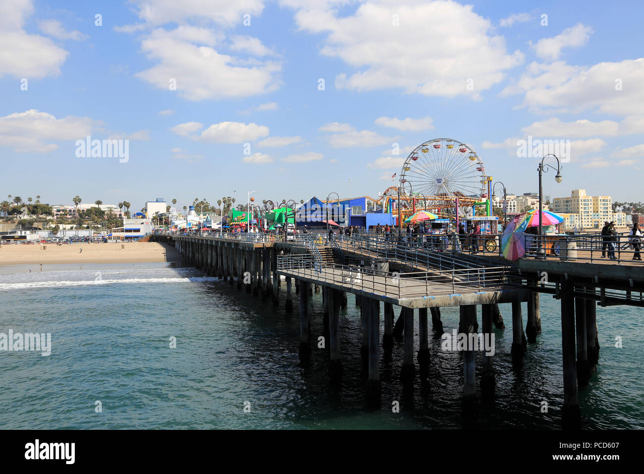 Santa Monica Pier, Pacific Park, Beach, Santa Monica, Los Angeles, California, United States of America, North America Stock Photo