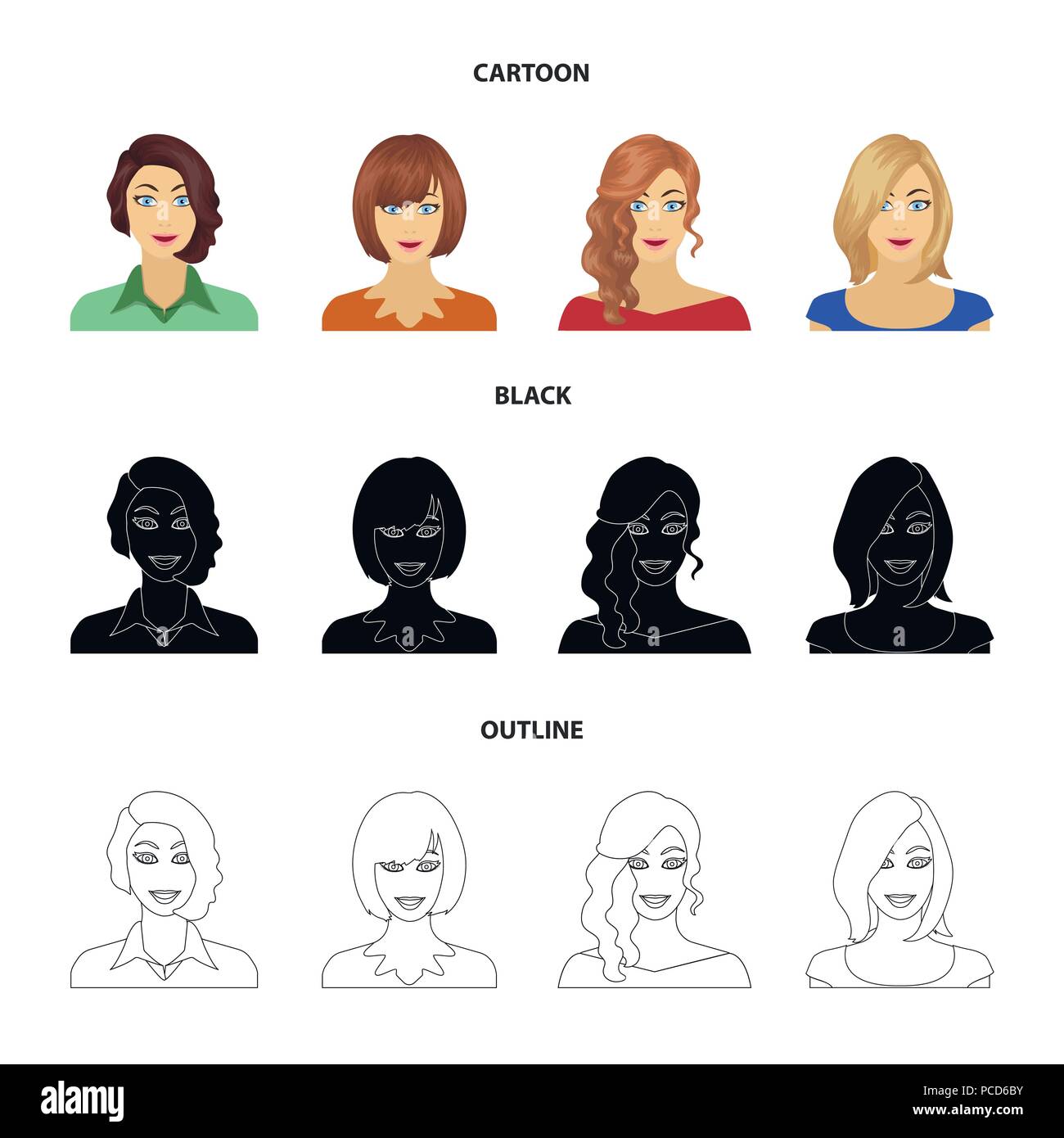 The appearance of a woman with a hairdo, the face of a girl. Face and  appearance set collection icons in cartoon,black,outline style vector  symbol sto Stock Vector Image & Art - Alamy