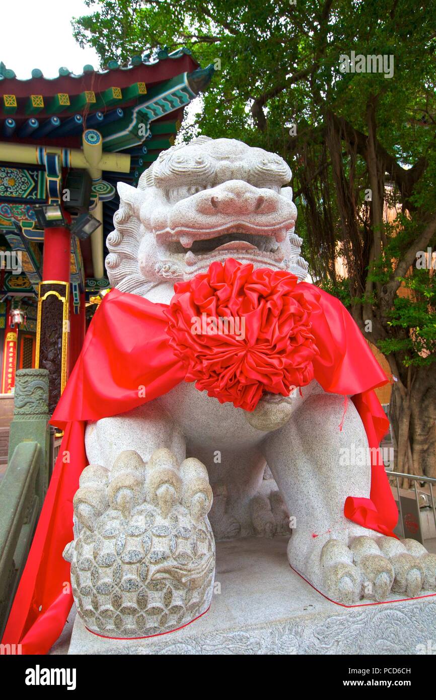 Chinese Guardian Lion, Hong Kong, China, Asia Stock Photo