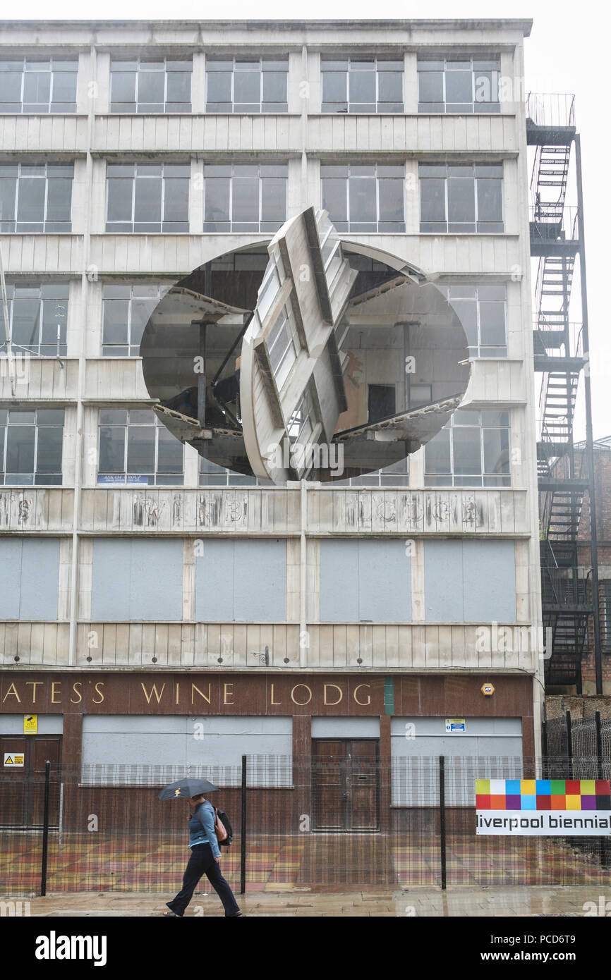 Richard Wilson,Art, project,Turning the Place Over,opposite Moorfields train,station,Liverpool Biennial,Liverpool,Merseyside,England,UK,U.K.,Europe Stock Photo