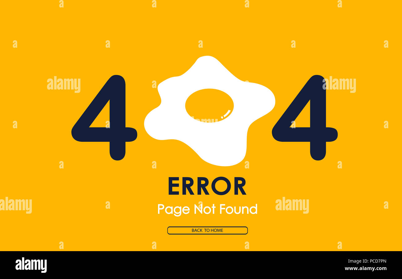 404 error with fried egg vector on yellow background Stock Photo