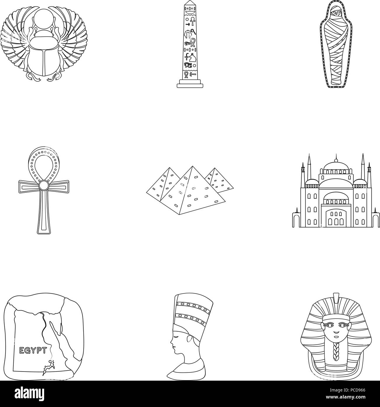 Ancient Egypt set icons in outline style. Big collection of ancient ...