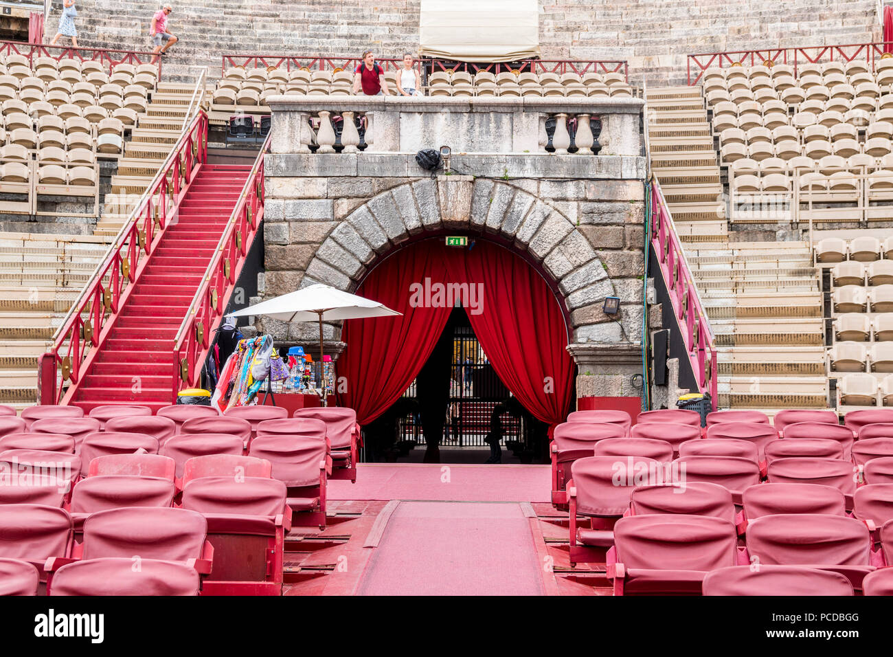 Giuseppe Verdi Aida Opera stage setup set, Arena Verona Italy  Verona Amphitheatre, verona amphitheater Stock Photo