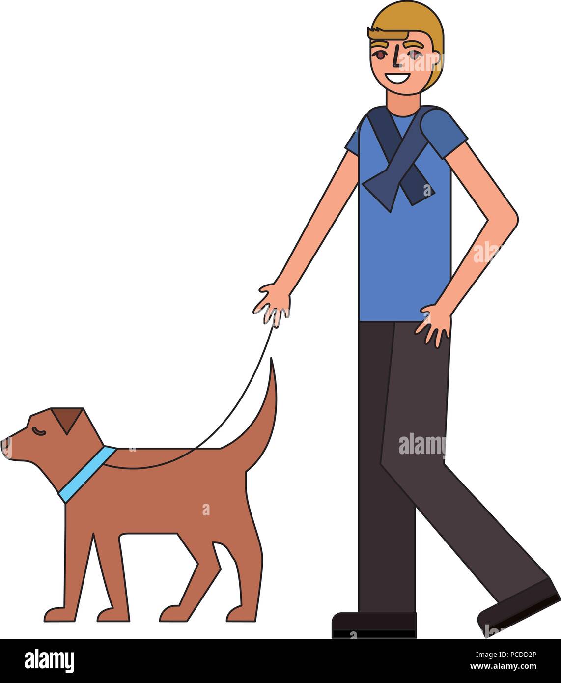 man walking with her dog pet vector illustration Stock Vector Image ...