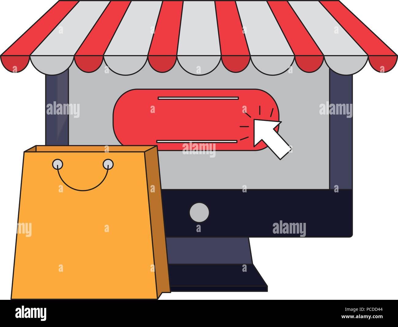 computer buy online shopping bag vector illustration Stock Vector Image ...