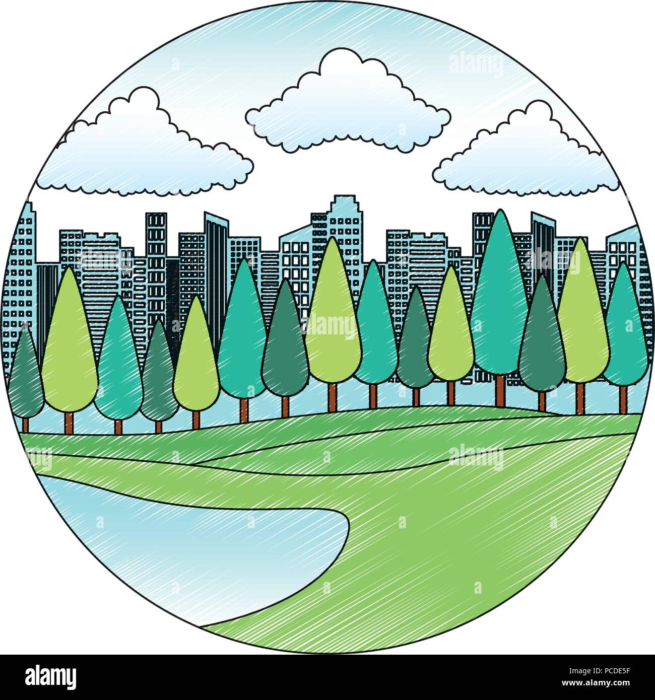 park scene isolated icon vector illustration design Stock Vector Image ...