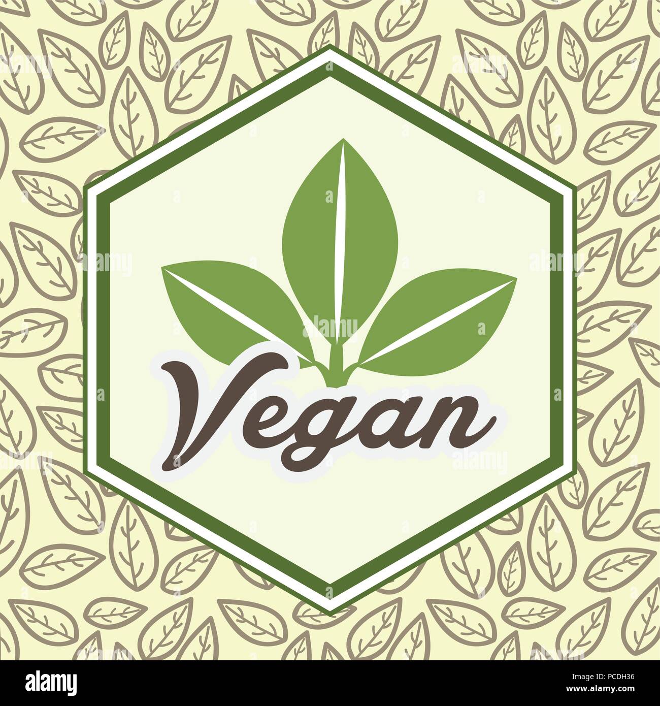 green leaves foliage natural vegan food badge vector illustration Stock ...