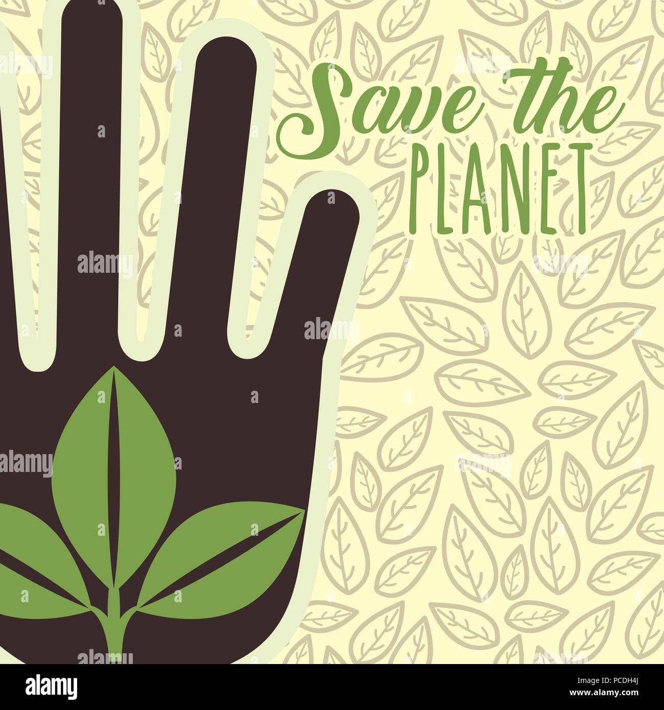 leaves in hand save the planet vector illustration Stock Vector Image ...