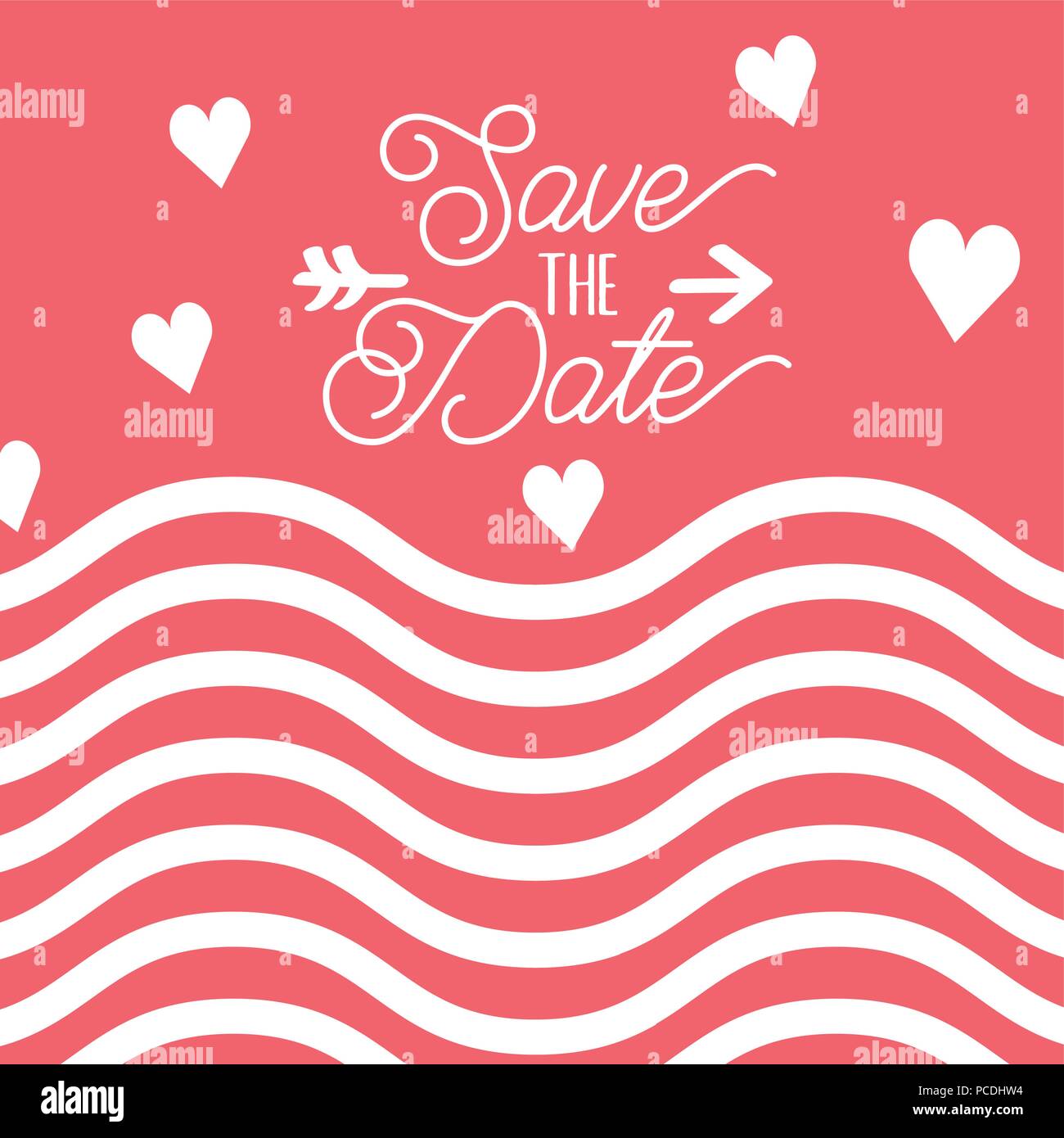 save the date phrase love hearts vector illustration Stock Vector Image ...