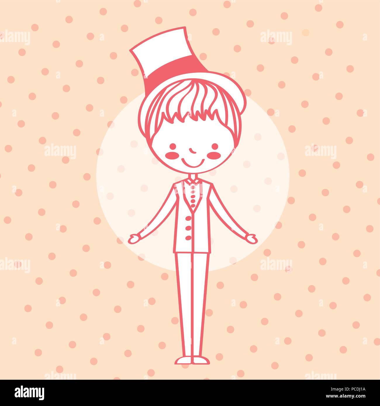 wedding groom character in elegant suit and hat vector illustration ...