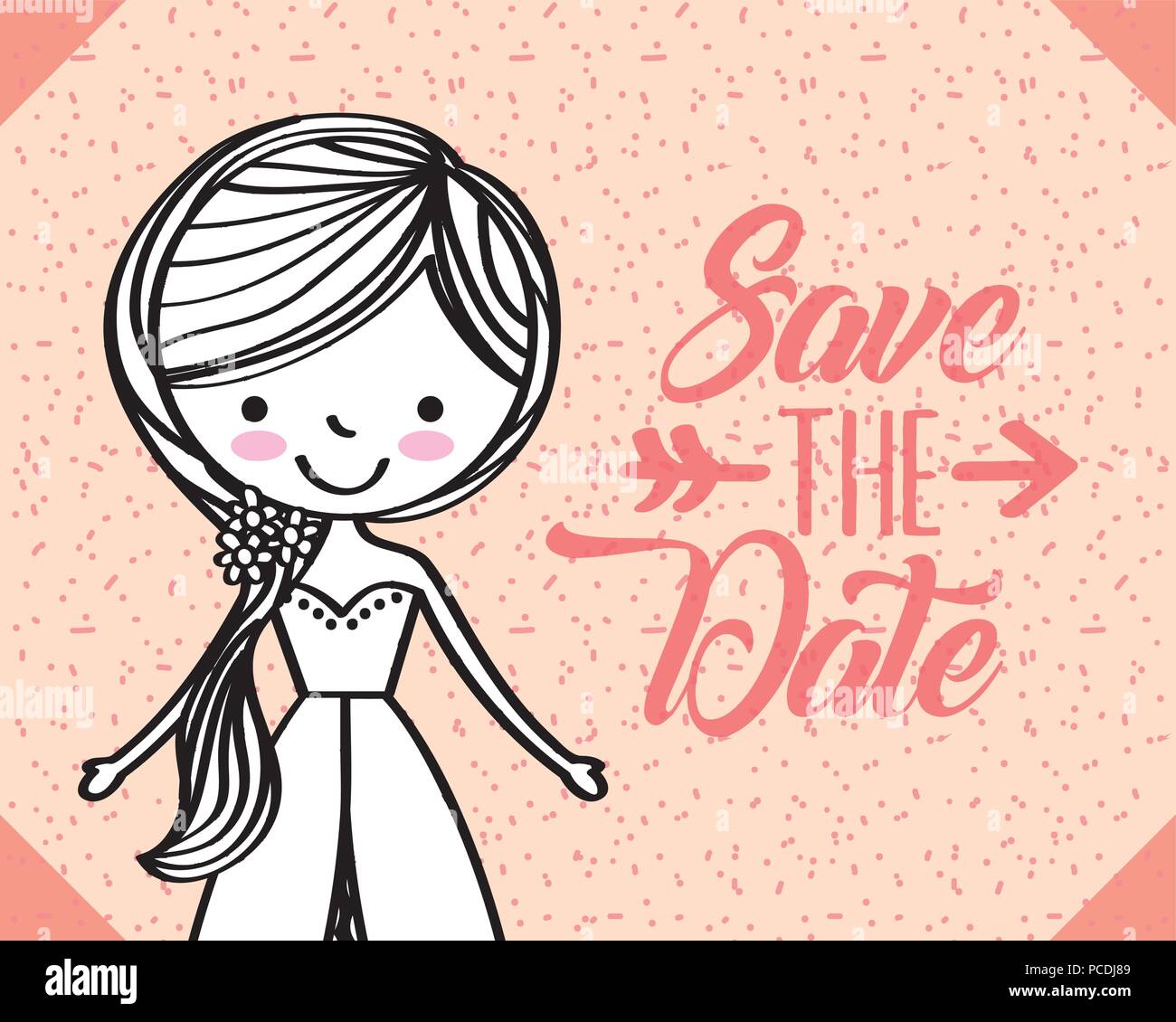 wedding bride cartoon save the date vector illustration Stock Vector ...