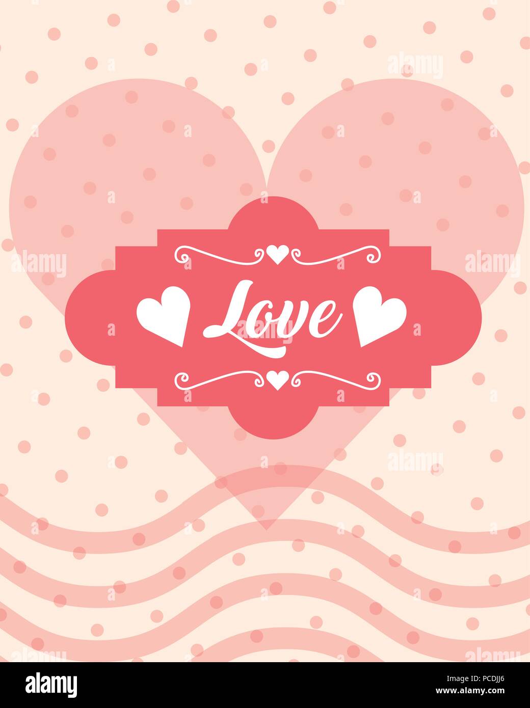 romantic love heart dotted background card vector illustration Stock ...