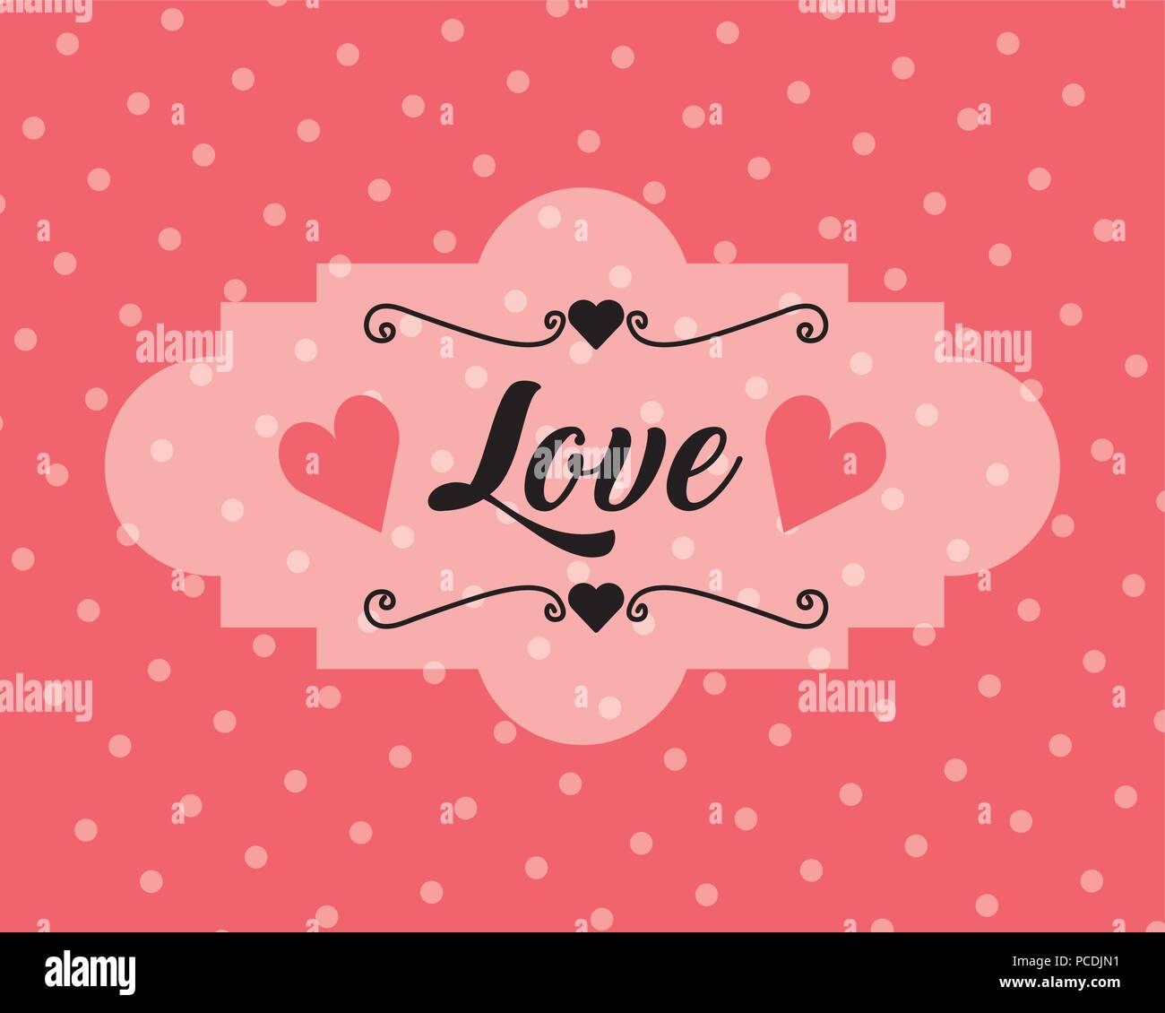 love card hearts dotted background romantic vector illustration Stock ...