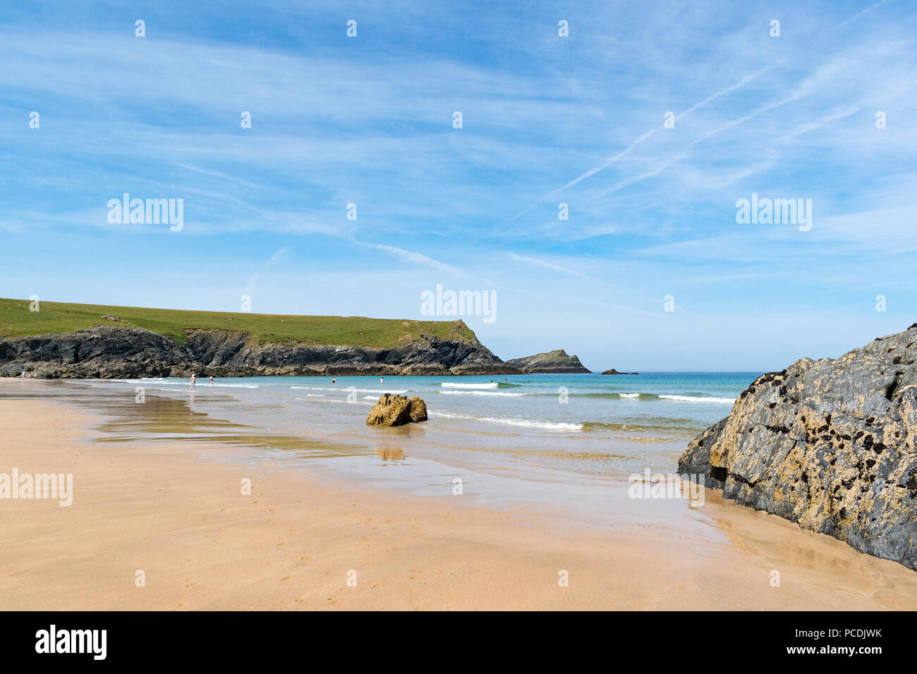 early summer at porth joke, polly joke beach, cornwall, england, britain, uk. Stock Photo