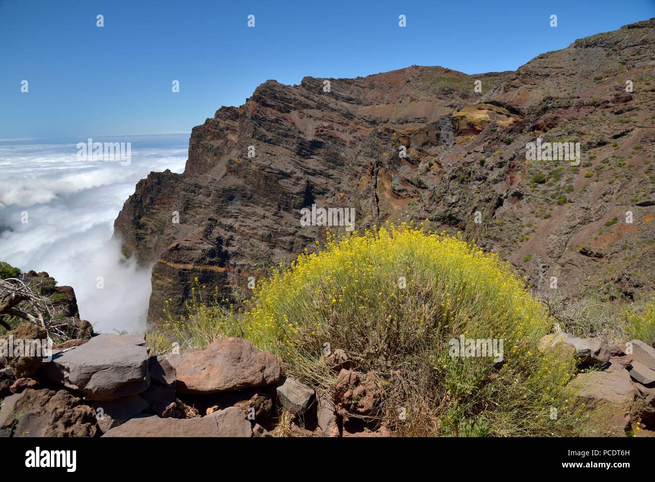 View from the Rim of Caldera de Taburiente, Roque de los Muchachos, La Palma, Canary Islands, Spain Stock Photo