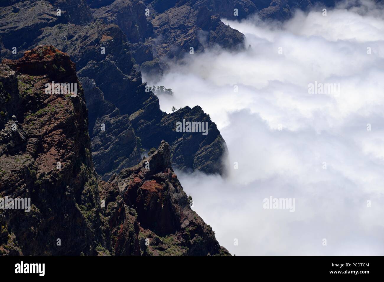 View from the Rim of Caldera de Taburiente, Roque de los Muchachos, La Palma, Canary Islands, Spain Stock Photo