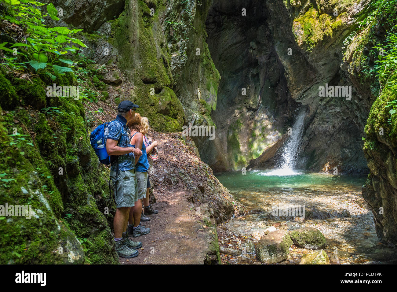 The waterfall Gorg D’Abiss at Tiarno Di Sotto, Italy. Stock Photo