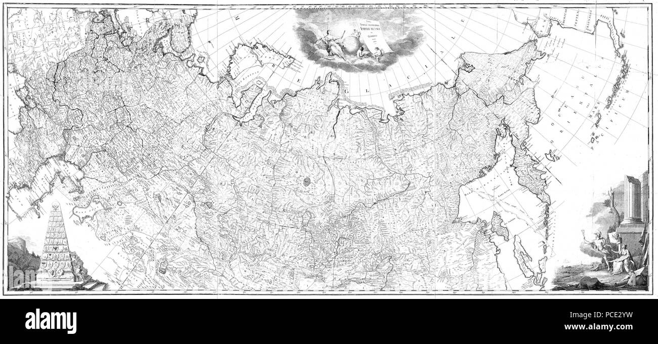 6 1787 Wall Map of the Russian Empire - Geographicus - b&amp;w with PNG's Deflate compression Stock Photo