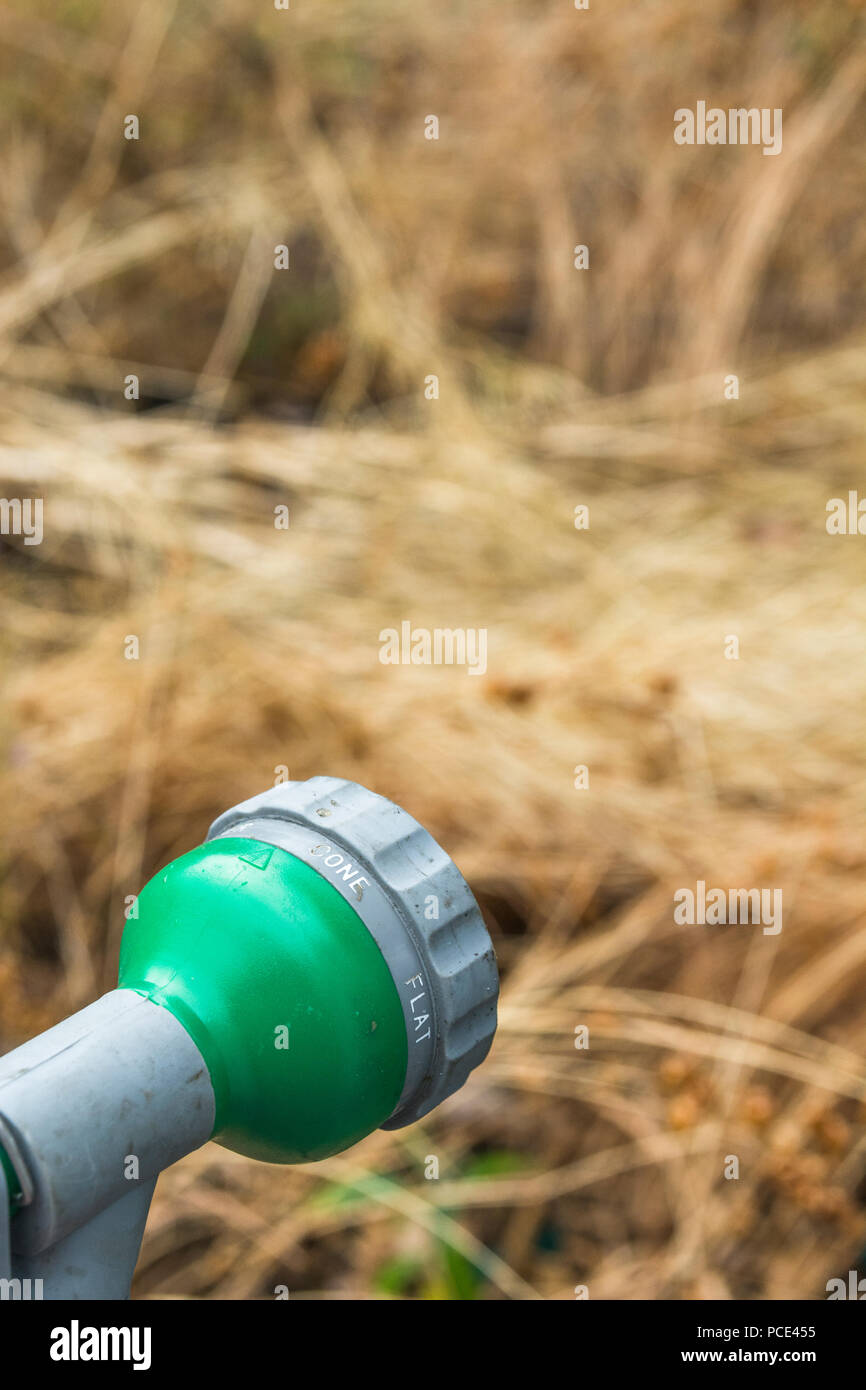 Garden hosepipe spray gun as metaphor for 2018 heatwave and UK