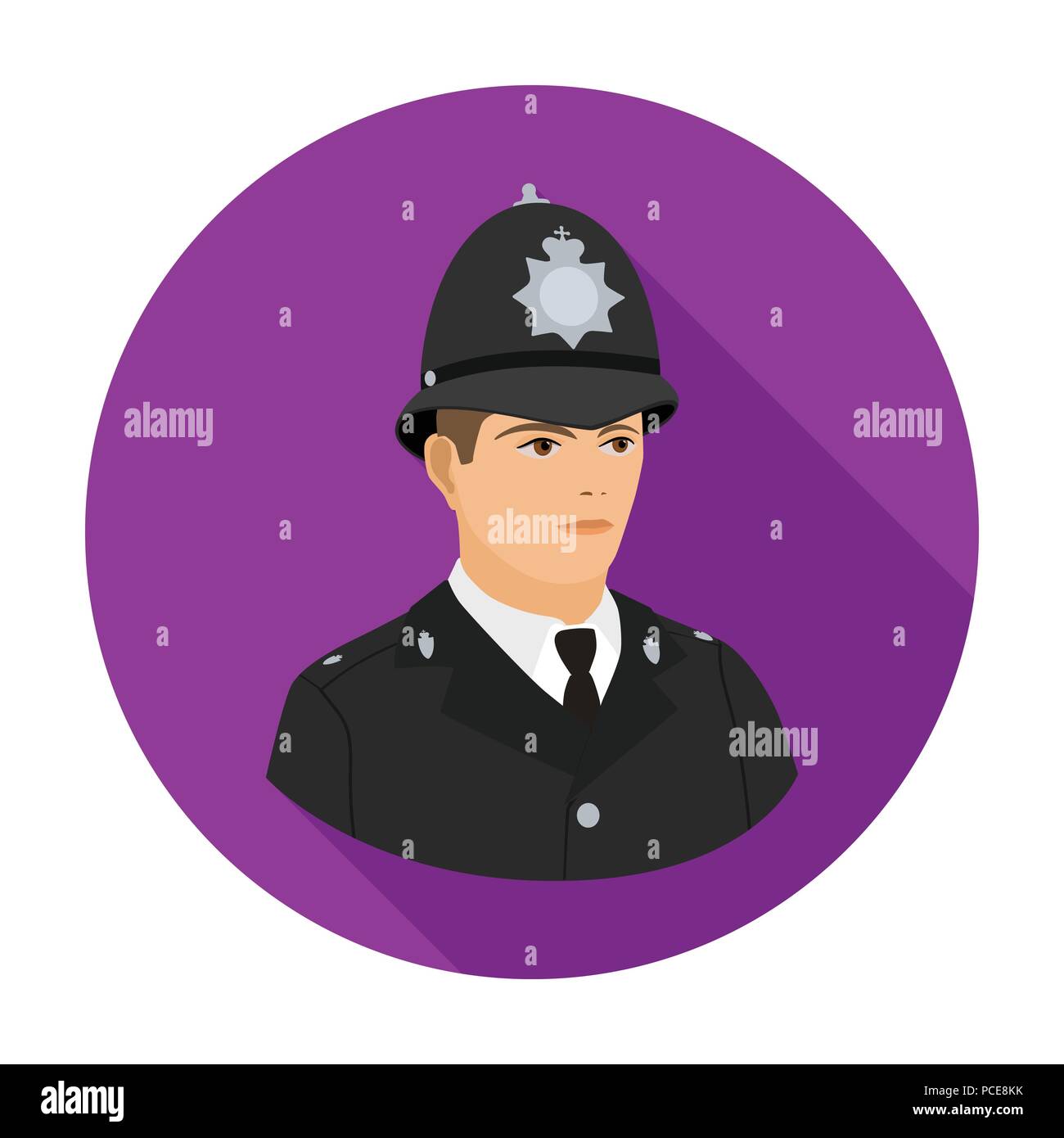 English policeman icon in flat style isolated on white background ...