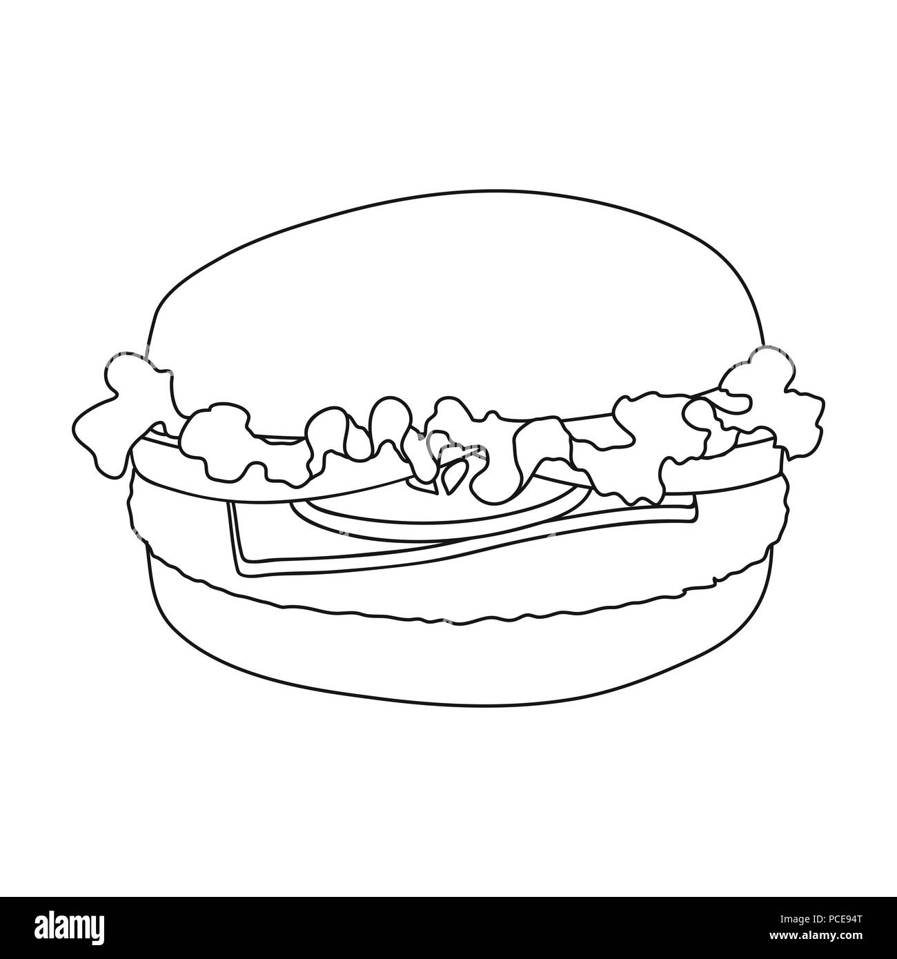 Cheeseburger, single icon in outline style.Cheeseburger, vector symbol