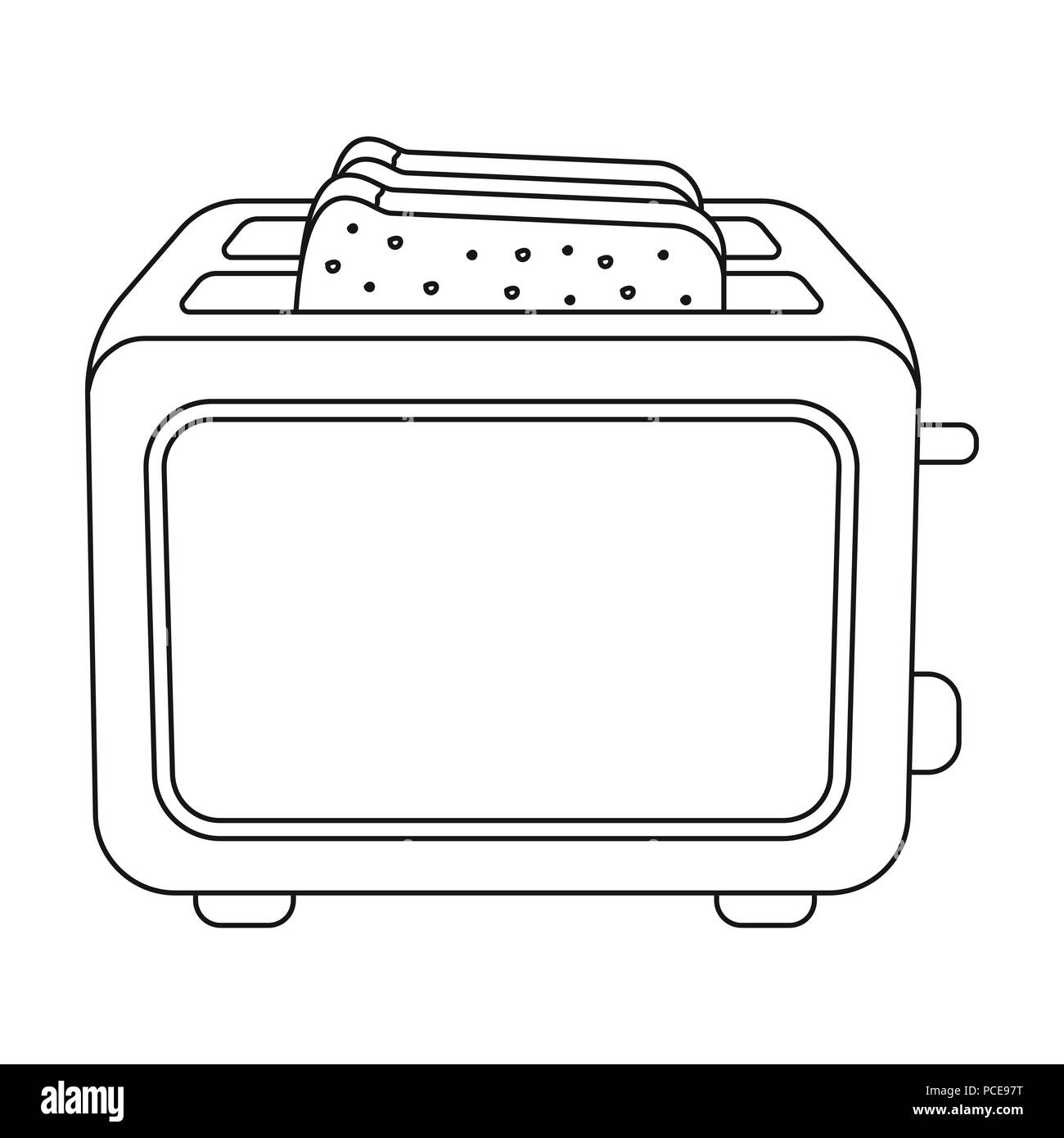 Toaster icon in outline style isolated on white background. Household ...