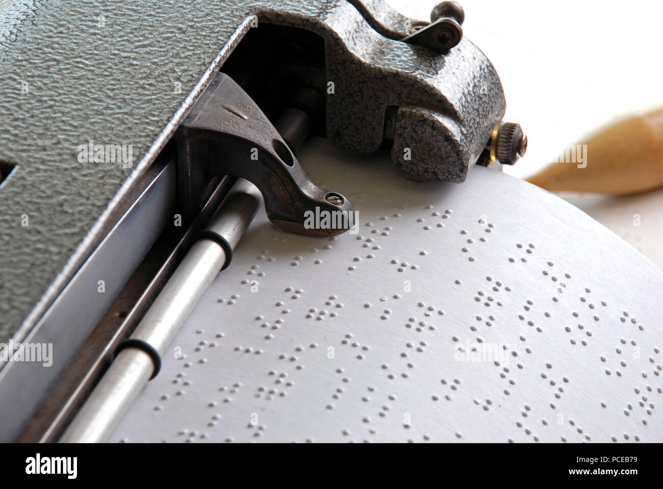 Reading braille text Stock Photo Alamy