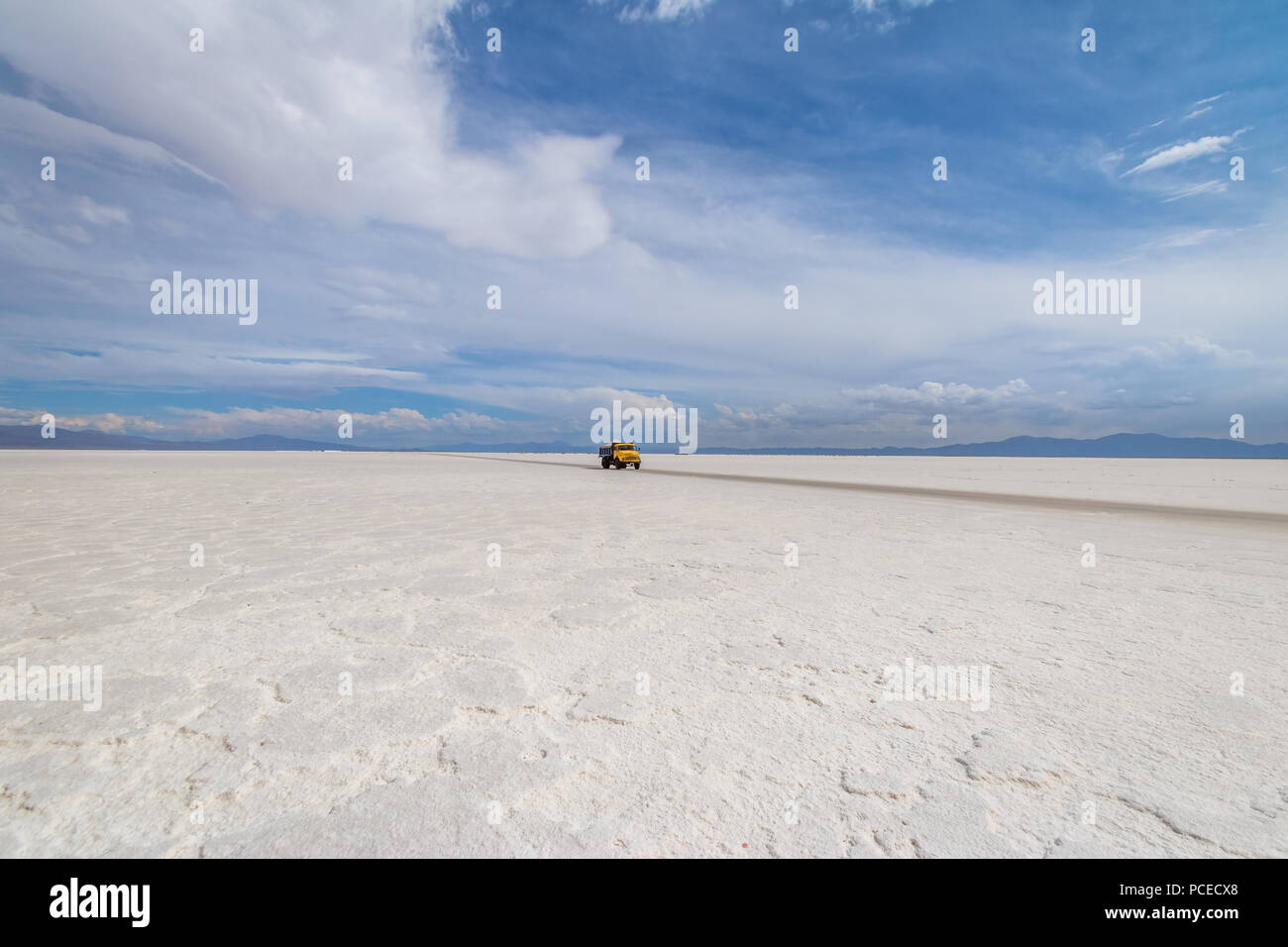 Salt Truck in Salinas Grandes Salt Flat - Jujuy, Argentina Stock Photo