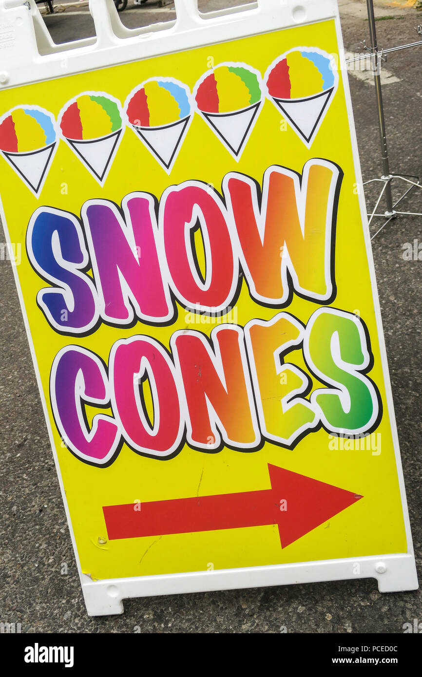 Snow Cones Sign, Farmers Market, Great Falls , MT, USA Stock Photo Alamy