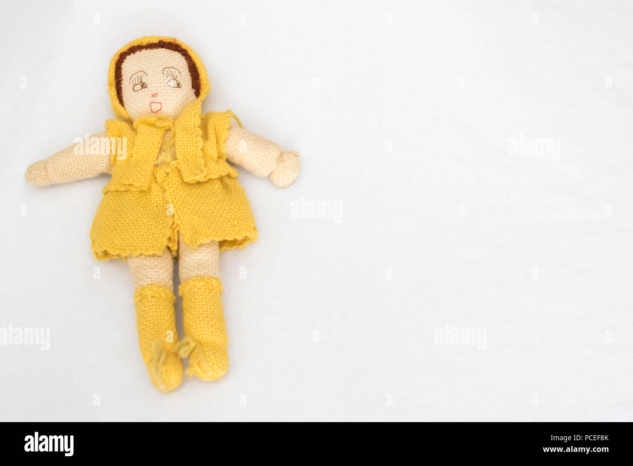 Antique Hand Knit Yellow Doll On White Background Stock Photo Alamy